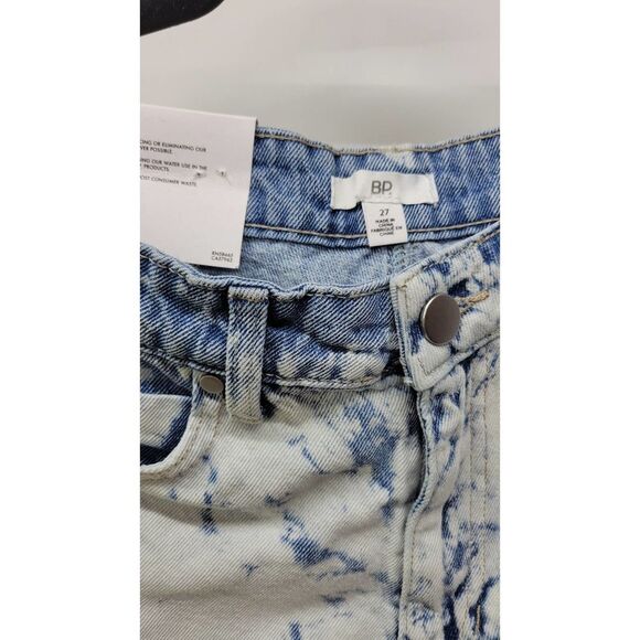 B.P. Womens High Rise Cut Off Distressed Blue Bleach Washed Denim Shorts 27 - Picture 2 of 5